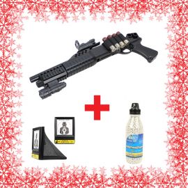AGM Airsoft Pack de Noel Fusil à Pompe M180-A2 NL-M180A2 Pack de Noel